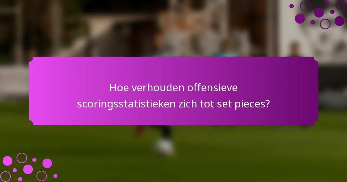 Hoe verhouden offensieve scoringsstatistieken zich tot set pieces?