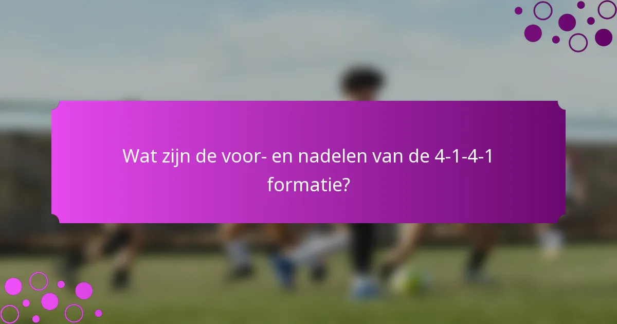 Wat zijn de voor- en nadelen van de 4-1-4-1 formatie?